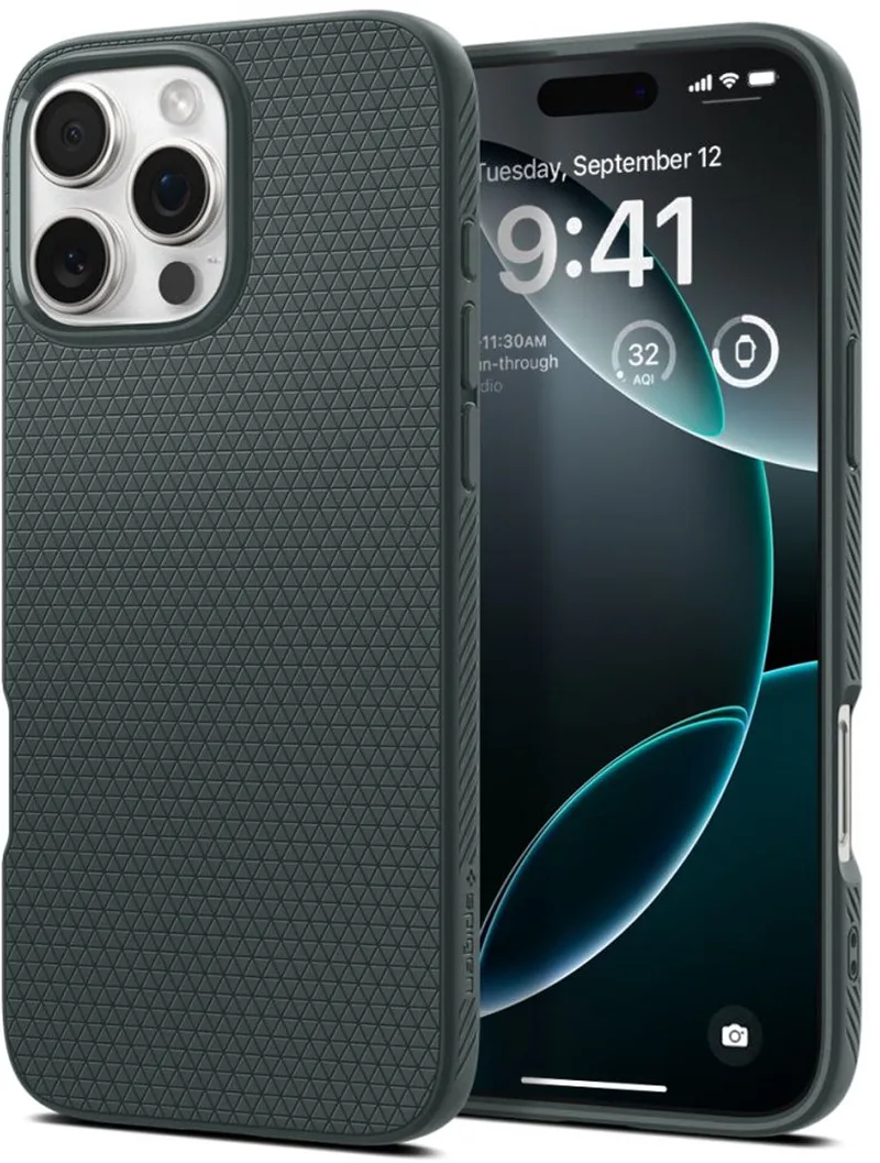 Liquid Air Hoesje Geschikt voor Apple iPhone 16 Pro Max - Back Cover Flexibel TPU von Spigen in Grün – Produktfoto