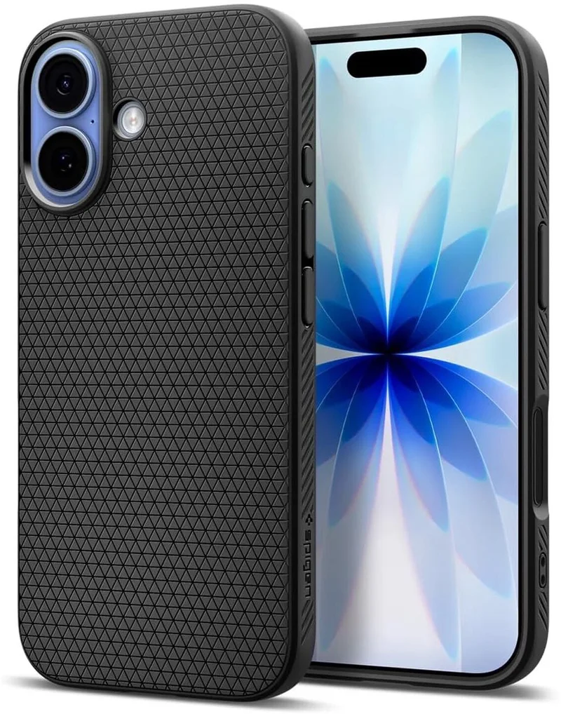 Liquid Air Hoesje Geschikt voor Apple iPhone 17 - Back Cover Flexibel TPU Matte von Spigen in Schwarz – Produktfoto