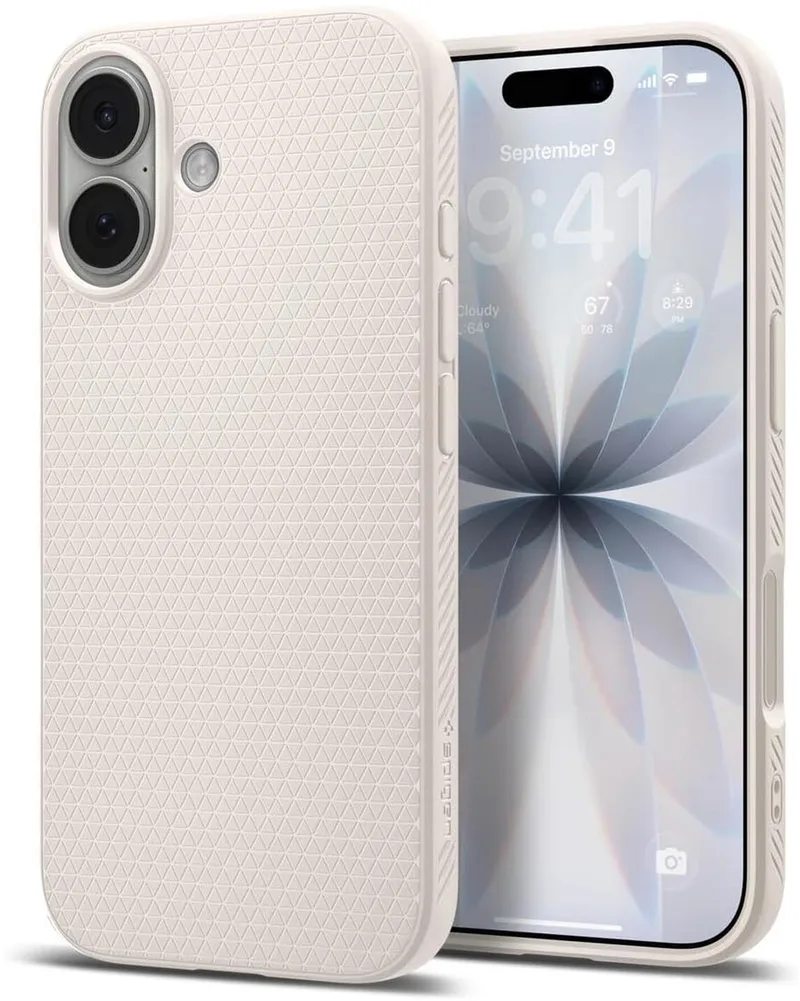 Liquid Air Hoesje Geschikt voor Apple iPhone 17 - Back Cover Flexibel TPU Titanium de Spigen en Beige – photo produit