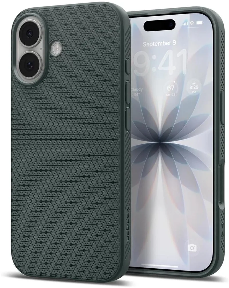 Liquid Air Hoesje Geschikt voor Apple iPhone 17 - Back Cover Flexibel TPU van Spigen in Groen – productfoto