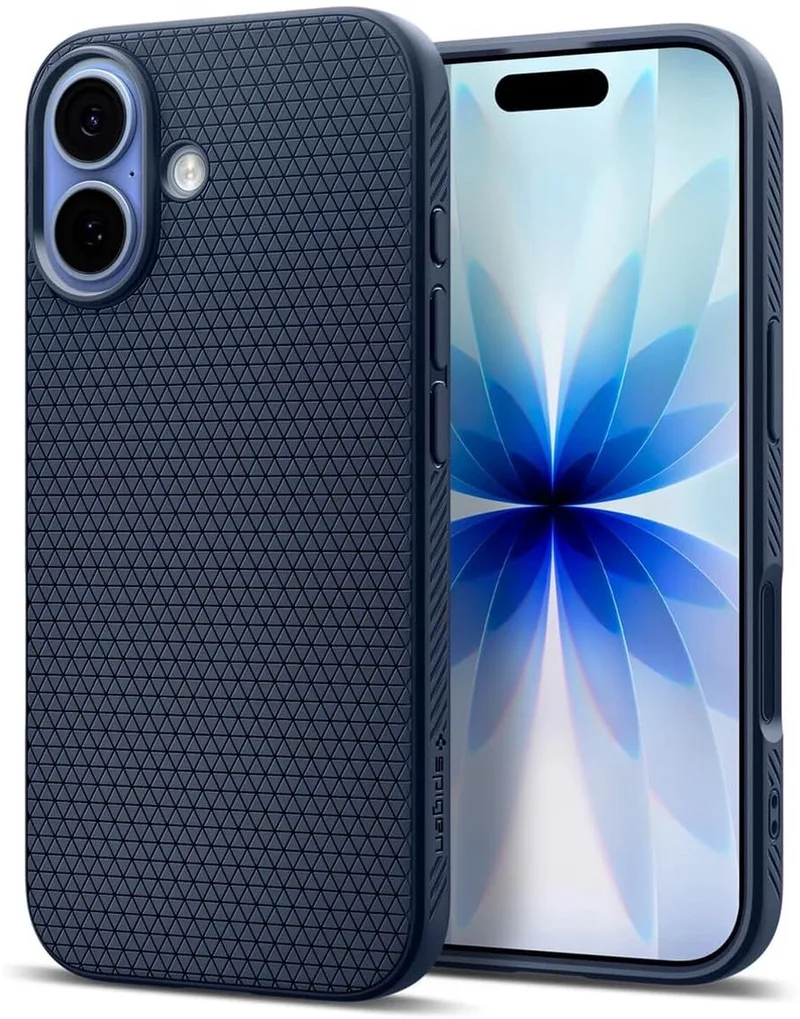 Liquid Air Hoesje Geschikt voor Apple iPhone 17 - Back Cover Flexibel TPU de Spigen en Bleu – photo produit