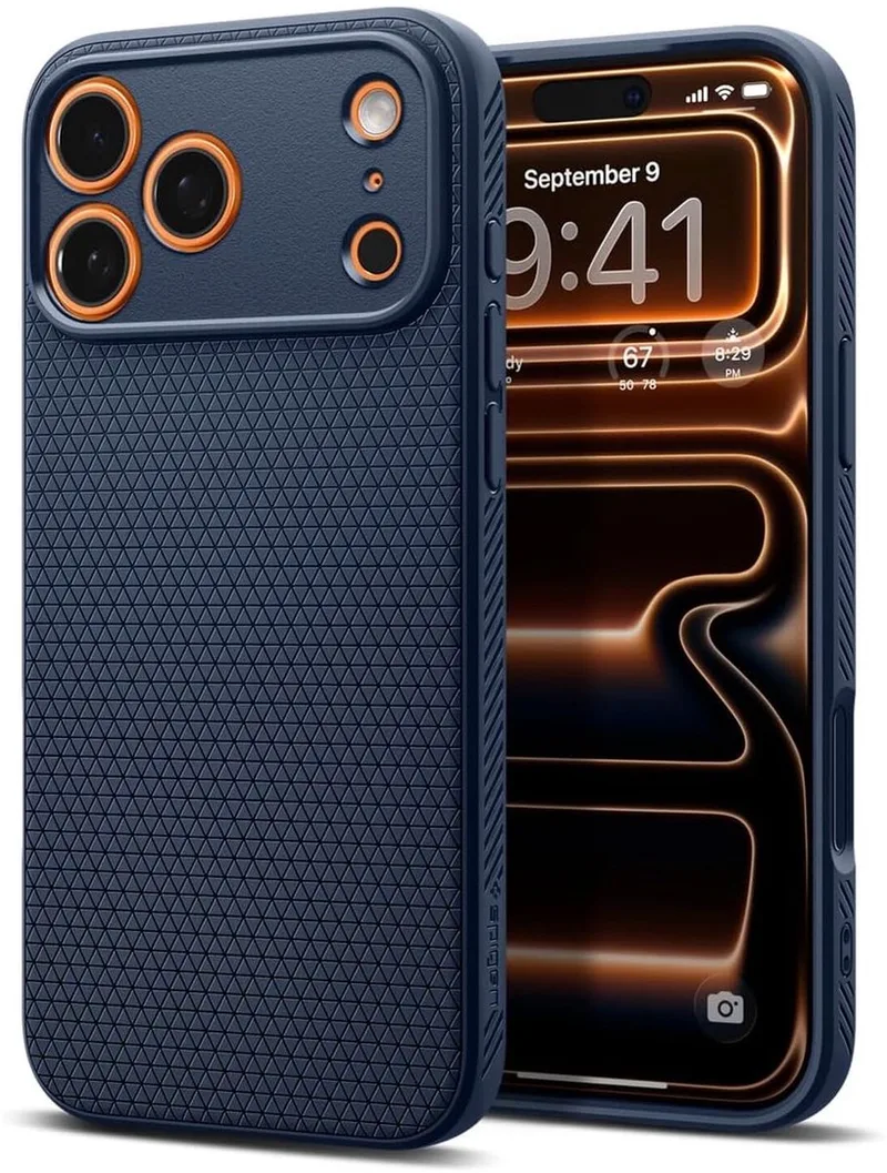 Liquid Air Hoesje Geschikt voor Apple iPhone 17 Pro Max - Back Cover Flexibel TPU Matte van Spigen in Blauw – productfoto