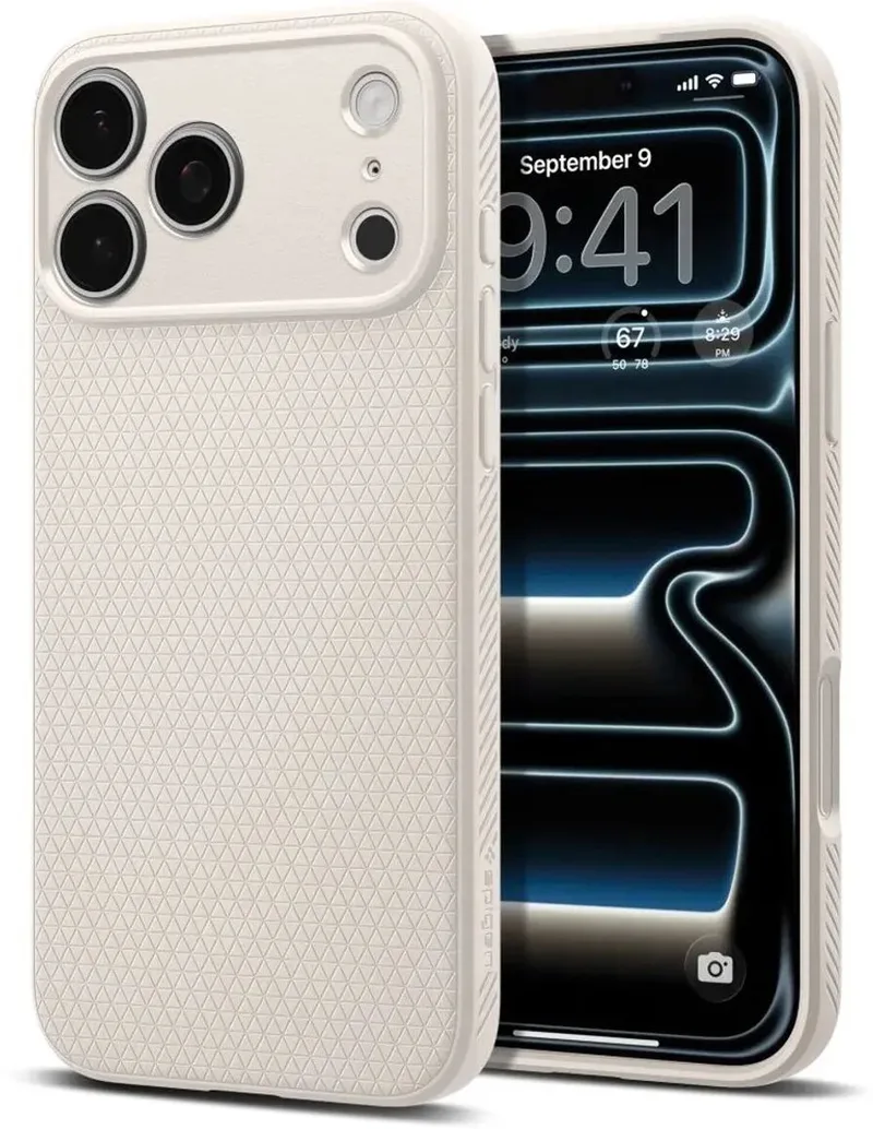 Liquid Air Hoesje Geschikt voor Apple iPhone 18 Pro / 17 Pro - Back Cover Flexibel TPU Titanium de Spigen en Beige – photo produit