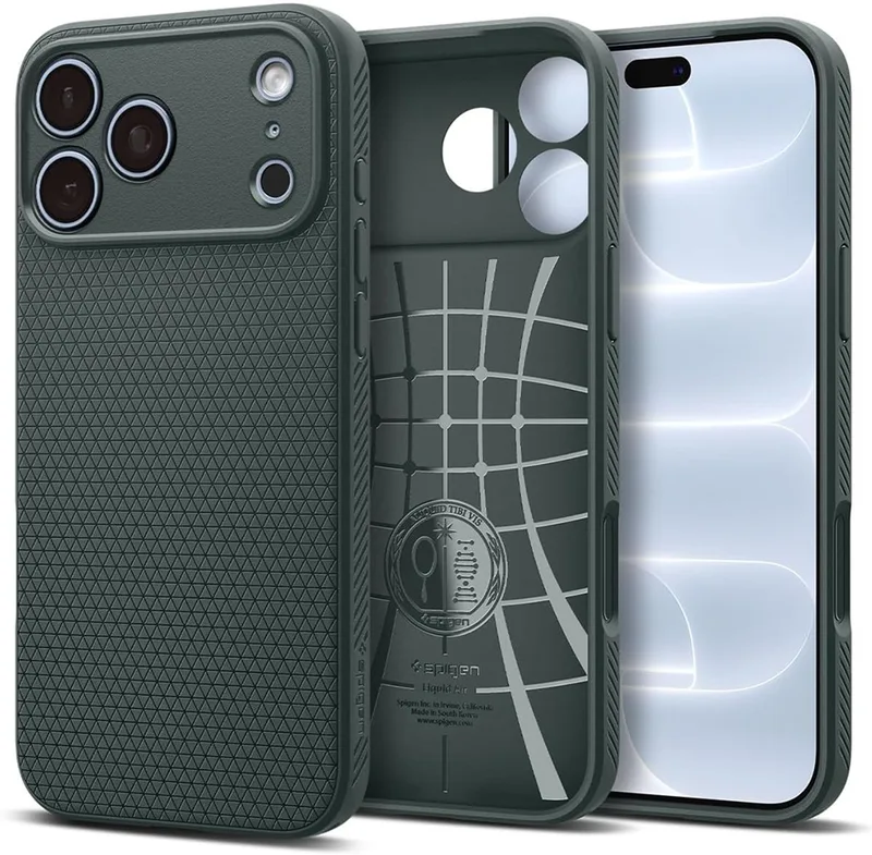 Liquid Air Hoesje Geschikt voor Apple iPhone 18 Pro Max / 17 Pro Max - Back Cover Flexibel TPU von Spigen in Grün – Produktfoto