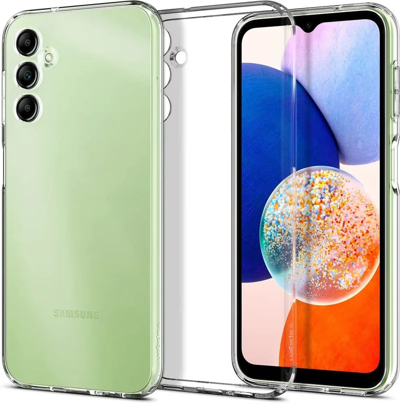Liquid Air Hoesje Geschikt voor Samsung Galaxy A14 Back Cover van Spigen in Transparant – productfoto