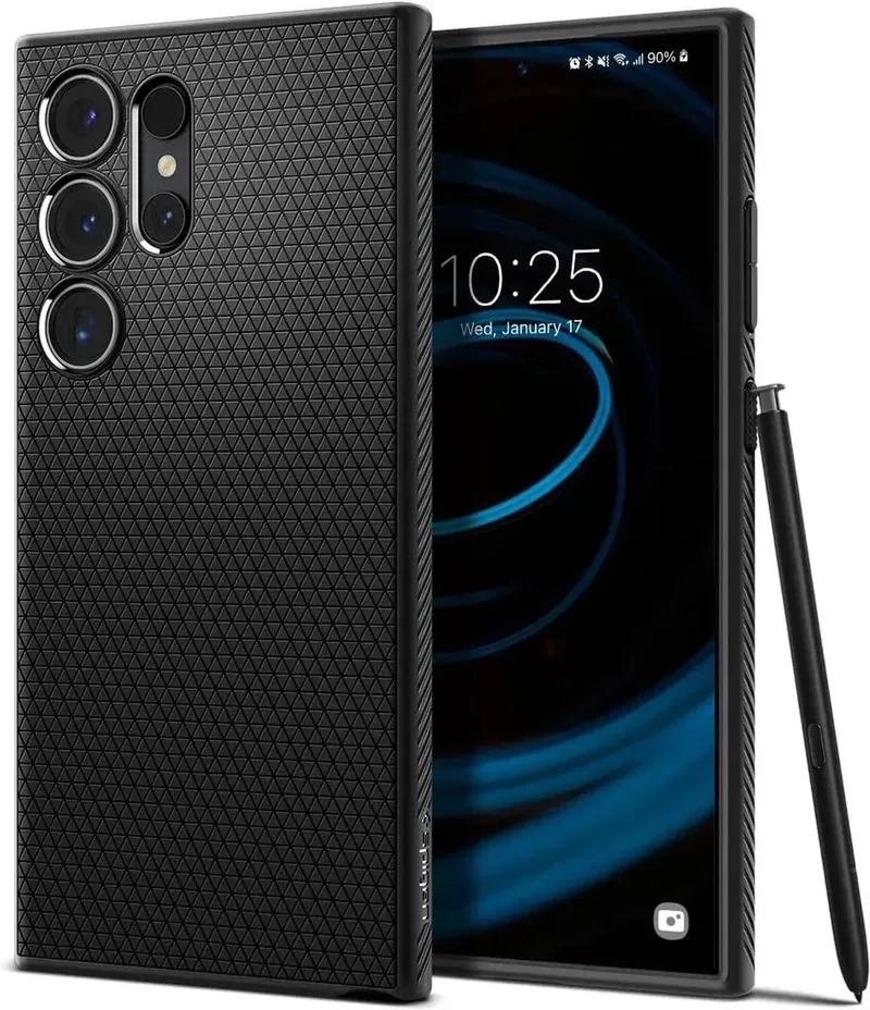 Liquid Air Hoesje Geschikt voor Samsung Galaxy S24 Ultra - Back Cover Flexibel TPU von Spigen in Schwarz – Produktfoto