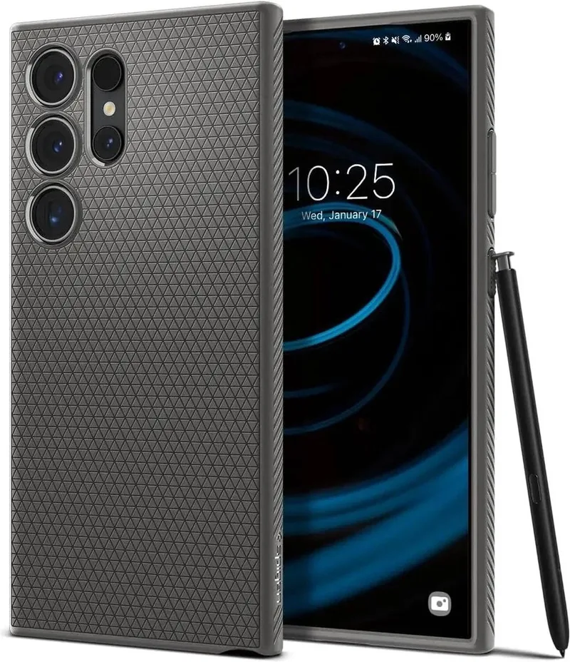 Liquid Air Hoesje Geschikt voor Samsung Galaxy S24 Ultra - Back Cover Flexibel TPU från Spigen i Grå – produktbild