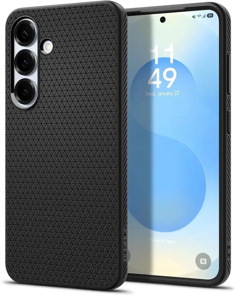 Liquid Air Hoesje Geschikt voor Samsung Galaxy S25 - Back Cover Flexibel TPU Matte by Spigen in Black – product photo