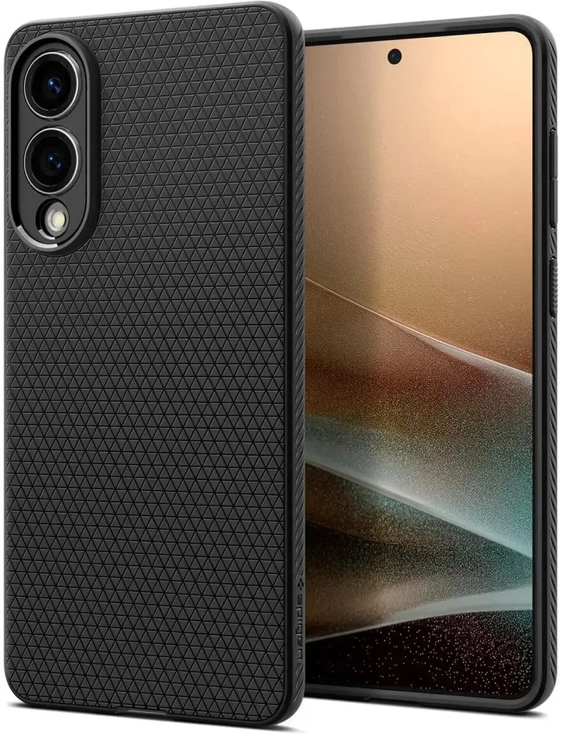 Liquid Air Hoesje Geschikt voor Samsung Galaxy S25 Edge - Back Cover Flexibel TPU Matte från Spigen i Svart – produktbild