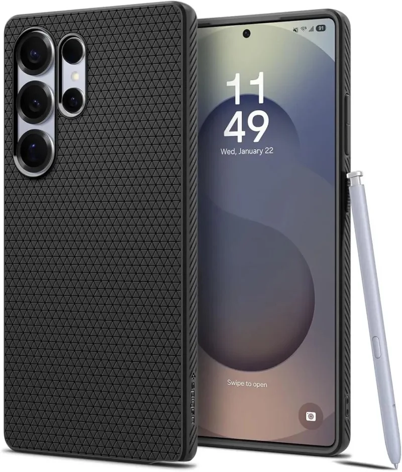 Liquid Air Hoesje Geschikt voor Samsung Galaxy S25 Ultra - Back Cover Flexibel TPU Matte från Spigen i Svart – produktbild