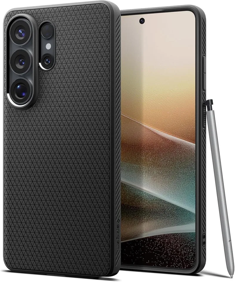 Liquid Air Hoesje Geschikt voor Samsung Galaxy S26 Ultra - Back Cover Flexibel TPU Matte van Spigen in Zwart – productfoto