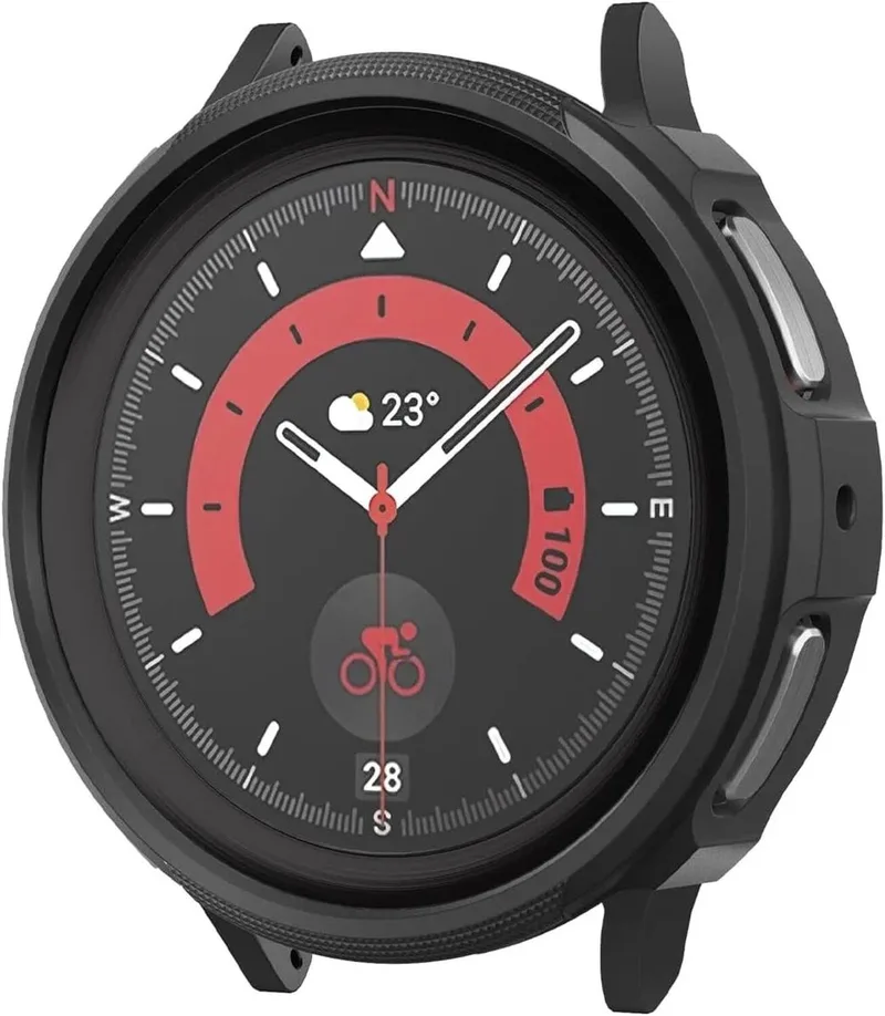 Liquid Air - Hoesje Geschikt voor Samsung Galaxy Watch 5 Pro - Flexibel TPU fra Spigen i Sort – produktbillede