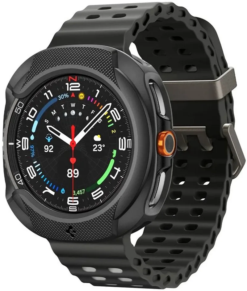 Liquid Air - Hoesje Geschikt voor Samsung Galaxy Watch 8 Classic - Bumper Case Matte fra Spigen i Sort – produktbillede