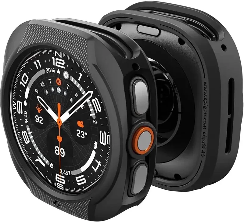 Liquid Air - Hoesje Geschikt voor Samsung Galaxy Watch Ultra 2 - Bumper Case Matte de Spigen en Noir – photo produit
