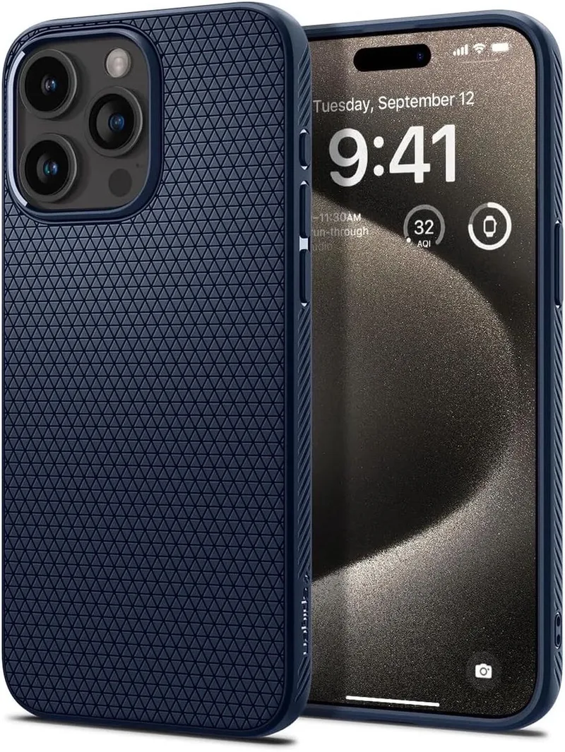 Liquid Air Hoesje voor de Apple iPhone 15 Pro Max - Back Cover Flexibel TPU van Spigen in Blauw – productfoto