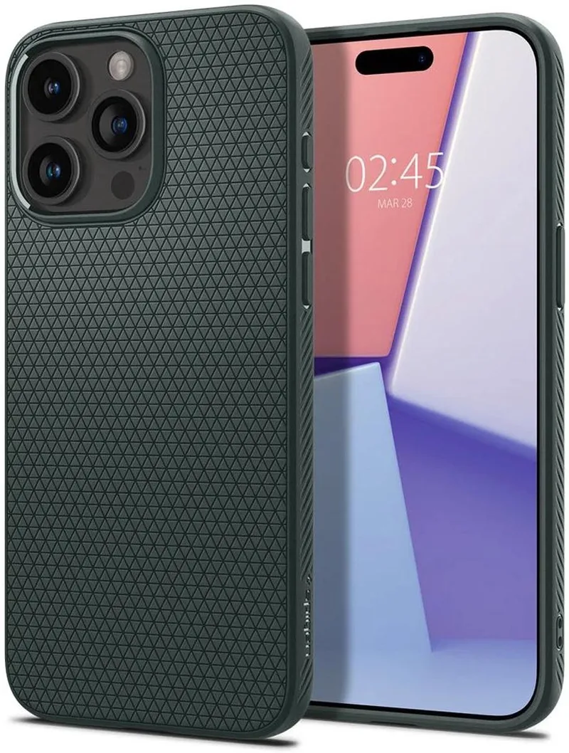 Liquid Air Hoesje voor de Apple iPhone 15 Pro Max - Back Cover Flexibel TPU fra Spigen i Grøn – produktbillede