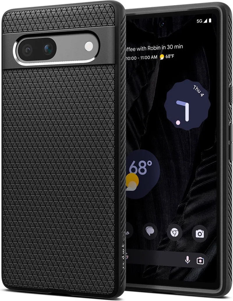 Liquid Air Hoesje voor de Google Pixel 7a - Back Cover Flexibel TPU van Spigen in Zwart – productfoto