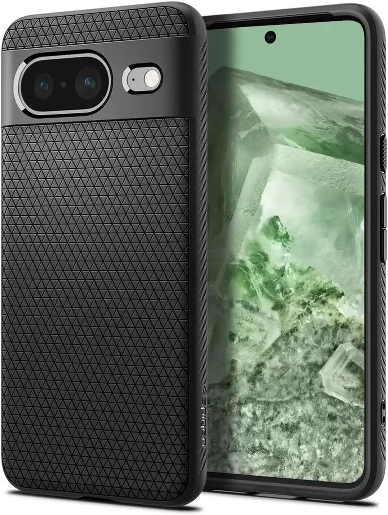 Liquid Air Hoesje voor de Google Pixel 8 - Back Cover Flexibel TPU Matte van Spigen in Zwart – productfoto