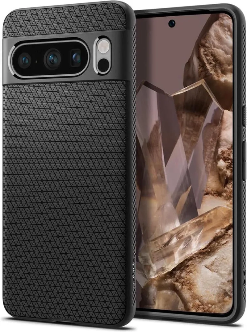 Liquid Air Hoesje voor de Google Pixel 8 Pro - Back Cover Flexibel TPU van Spigen in Zwart – productfoto