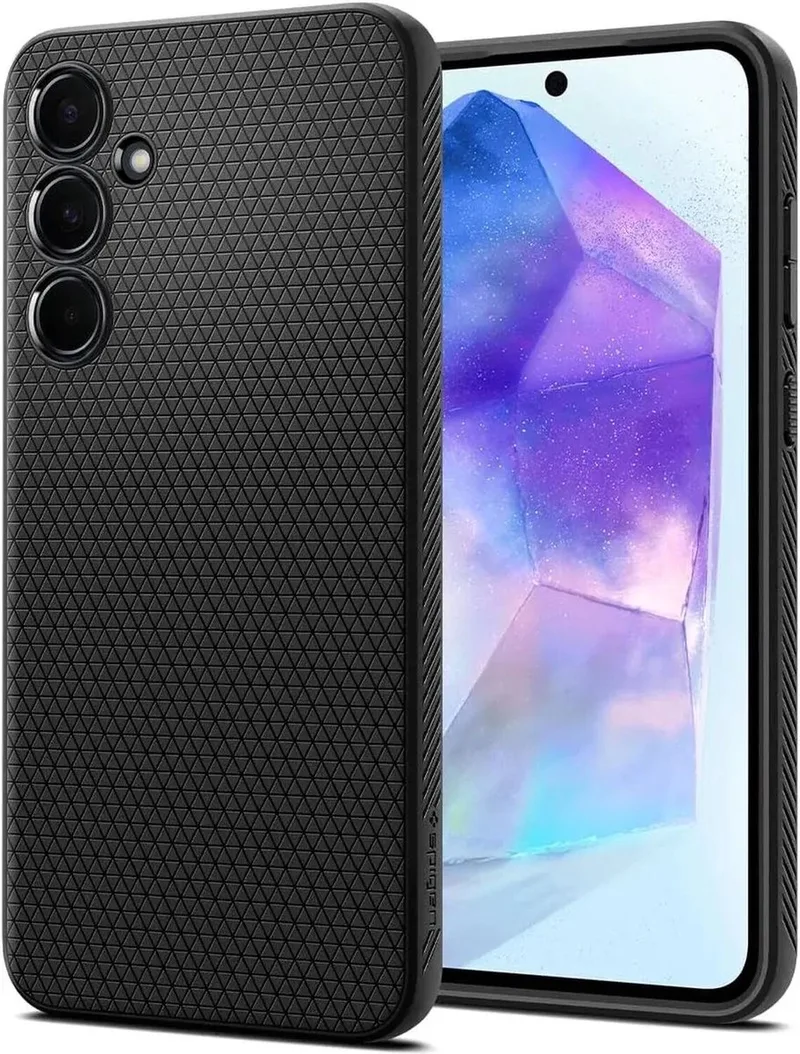 Liquid Air Hoesje voor de Samsung Galaxy A55 - Back Cover Flexibel TPU Matte von Spigen in Schwarz – Produktfoto