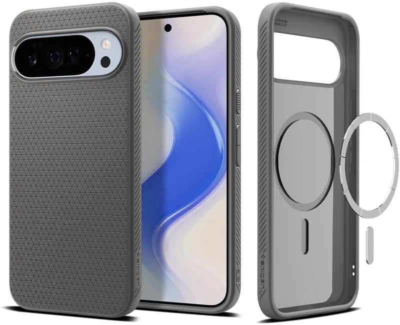 Liquid Air MagFit Hoesje Geschikt voor Google Pixel 10 / 10 Pro - Compatibel met MagSafe - Back Cover Flexibel TPU de Spigen en Gris – photo produit