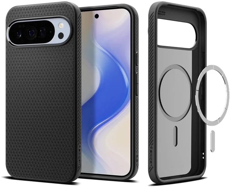Liquid Air MagFit Hoesje Geschikt voor Google Pixel 10 / 10 Pro - Compatibel met MagSafe - Back Cover Flexibel TPU by Spigen in Black – product photo
