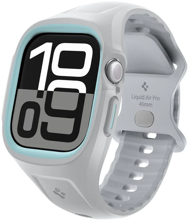 Liquid Air Pro - Hoesje en Bandje Geschikt voor Apple Watch 11/10 46MM - Bumper Case met Ingebouwde Strap by Spigen in Grey – product photo