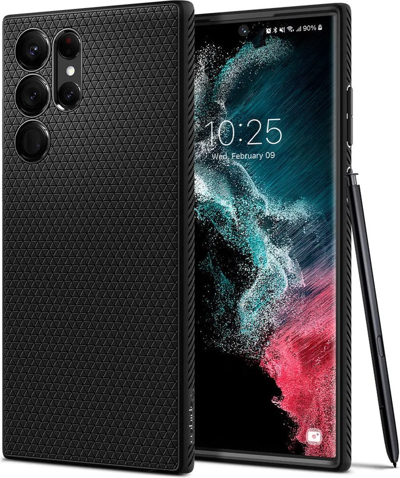 Liquid Air Samsung Galaxy S22 Ultra Hoesje Back Cover fra Spigen i Sort – produktbillede