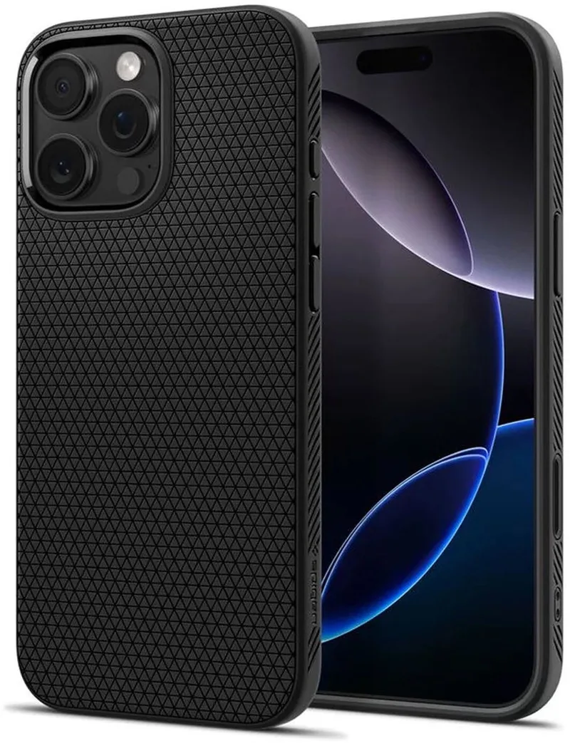 Liquid Air T MagFit Hoesje Geschikt voor Apple iPhone 16 - Back Cover Flexibel TPU Matte by Spigen in Black – product photo