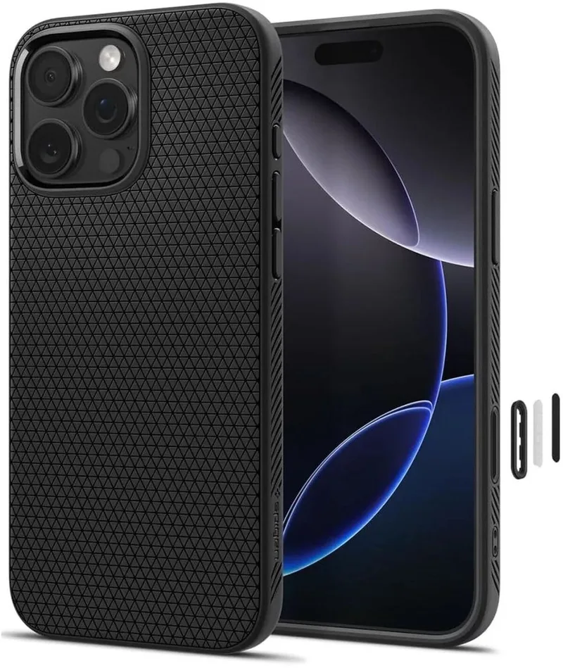 Liquid Air T MagFit Hoesje Geschikt voor Apple iPhone 16 Max - Back Cover Flexibel TPU Matte by Spigen in Black – product photo