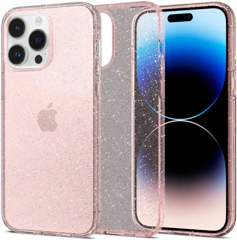 Liquid Crystal Apple iPhone 14 Pro Max Hoesje Glitter de Spigen en Rose – photo produit