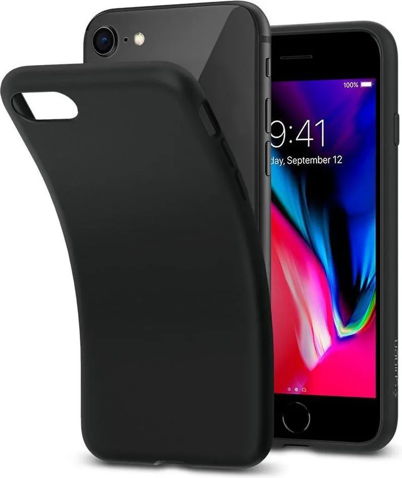 Liquid Crystal Apple iPhone 7 / 8 Hoesje Black från Spigen i Svart – produktbild