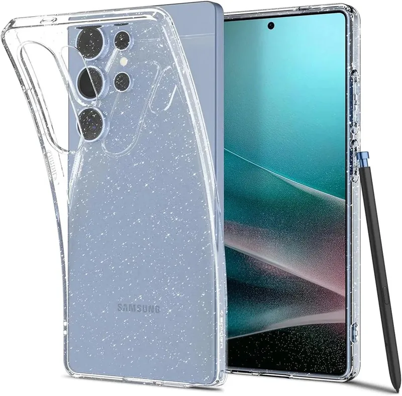 Liquid Crystal Hoesje Geschikt voor Samsung Galaxy S25 Ultra - Back Cover TPU Glitter van Spigen in Transparant – productfoto
