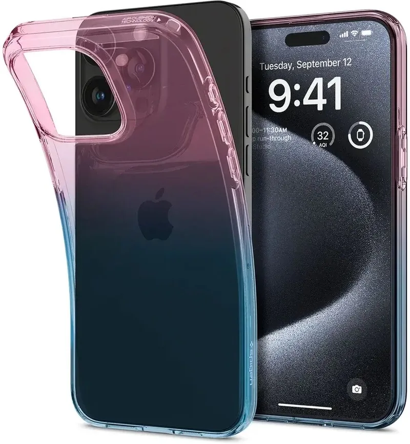 Liquid Crystal iPhone 15 Pro Hoesje Back Cover Roze by Spigen in Blue – product photo