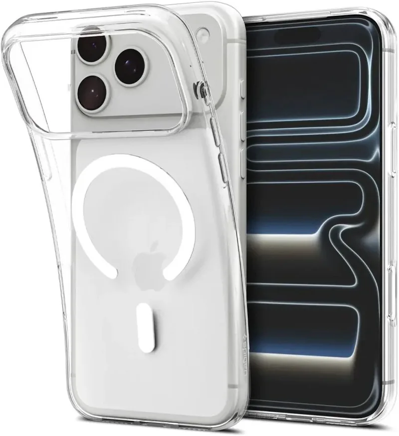 Liquid Crystal MagFit Hoesje Geschikt voor Apple iPhone 18 Pro / 17 Pro - Compatibel met MagSafe / Qi2 - Back Cover TPU Transparant fra Spigen i Hvid – produktbillede