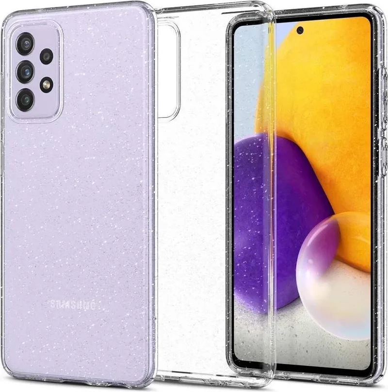 Liquid Crystal Samsung Galaxy A72 Hoesje Glitter de Spigen en Transparent – photo produit