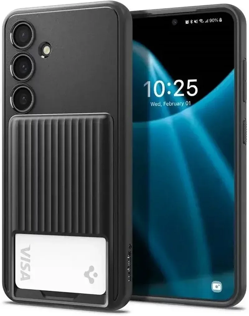 Liquid Slot - Hoesje Geschikt voor Samsung Galaxy S24 Plus - Back Cover met Pasjeshouder voor 1 Pasje by Spigen in Black – product photo