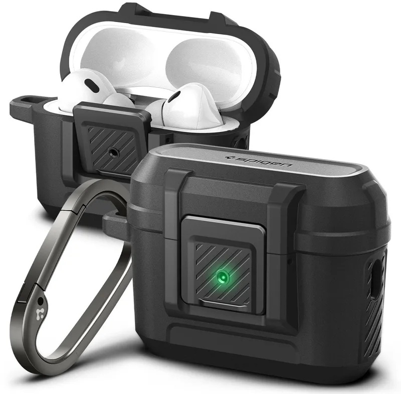 Lock Fit Hulle Kompatibel mit AirPods Pro 2nd Generation 2022 från Spigen i Svart – produktbild