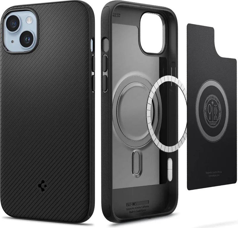 Mag Armor Apple iPhone 14 Hoesje MagSafe Back Cover van Spigen in Zwart – productfoto