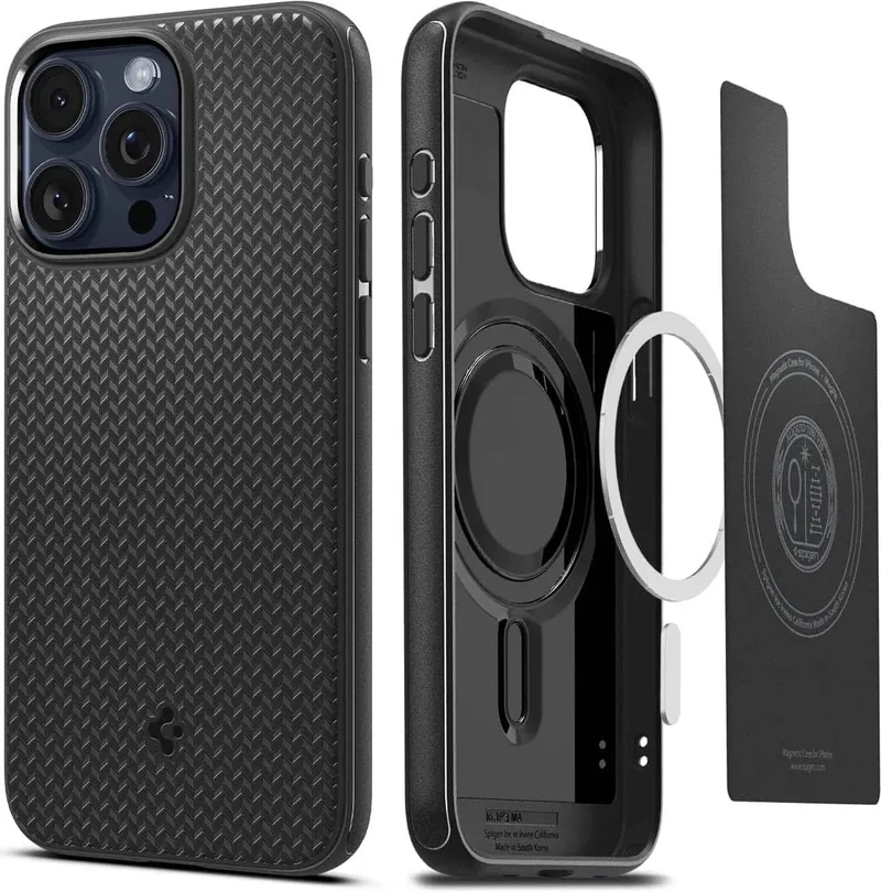 Mag Armor Apple iPhone 15 Pro Hoesje MagSafe Back Cover van Spigen in Zwart – productfoto