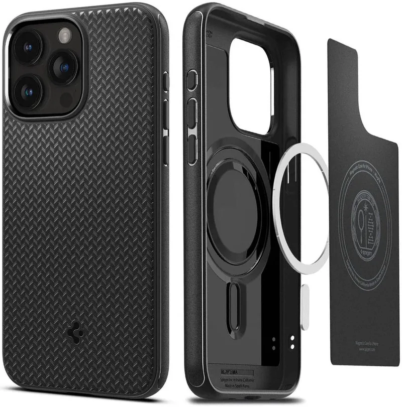 Mag Armor Apple iPhone 15 Pro Max Hoesje MagSafe von Spigen in Schwarz – Produktfoto