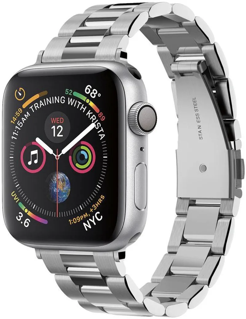 Modern Fit Apple Watch 1 / 2 / 3 / 4 / 5 / 6 / 7 / 8 / 9 / SE 41MM /40MM /38MM Bandje RVS van Spigen in Zilver – productfoto
