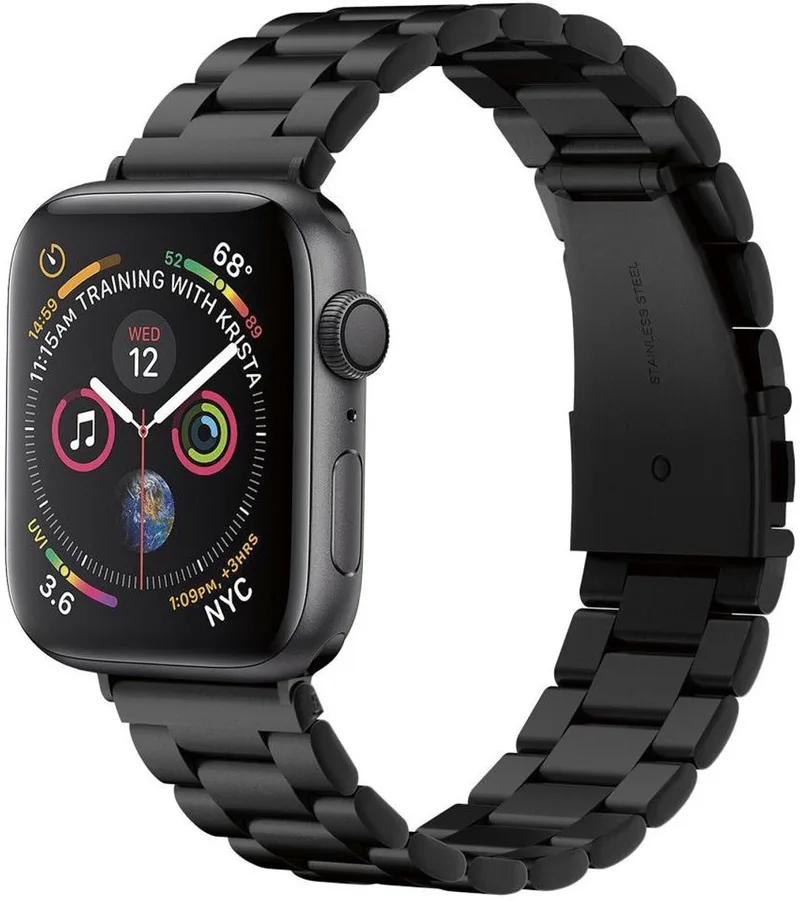 Modern Fit Geschikt voor Apple Watch 46MM / 45MM / 44MM / 42MM Bandje RVS van Spigen in Zwart – productfoto