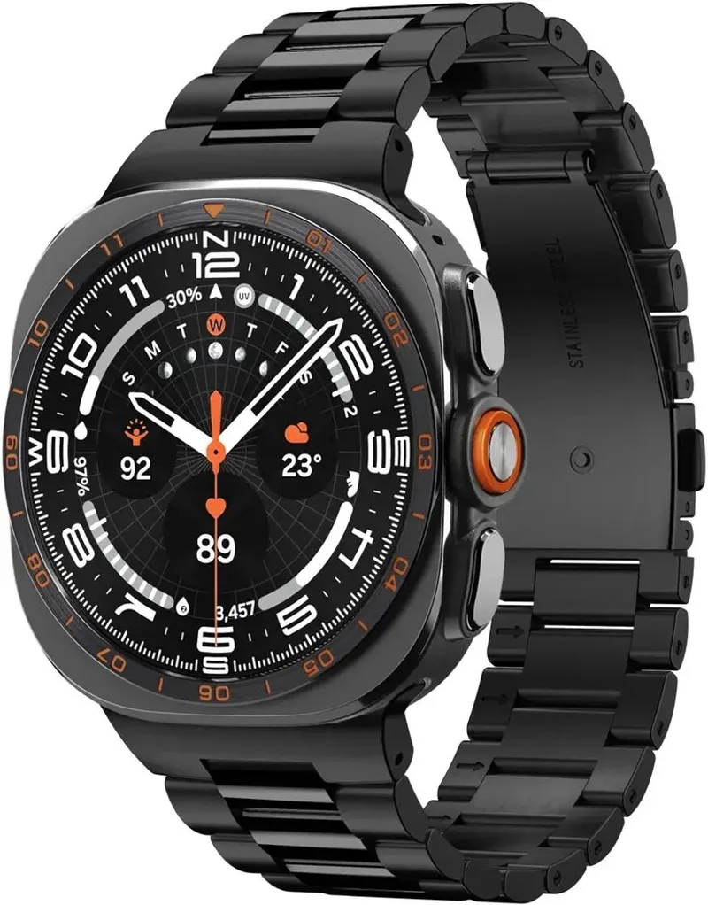 Modern Fit - Geschikt Voor Samsung Galaxy Watch Ultra 1/2 - Bandje - RVS van Spigen in Zwart – productfoto