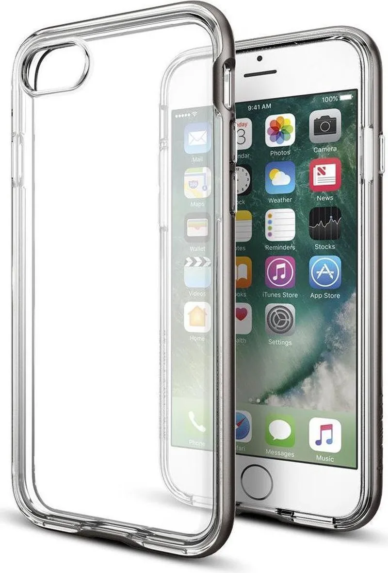 Neo Hybrid Crystal Case iPhone 7 / 8 Gunmetal de Spigen en Noir – photo produit
