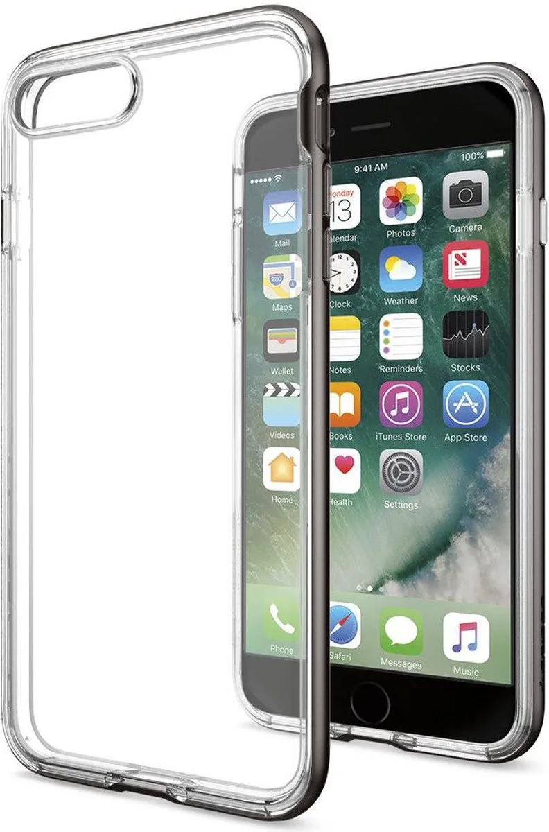 Neo Hybrid Crystal Case iPhone 7 Plus / 8 Plus Gunmetal från Spigen i Grön – produktbild