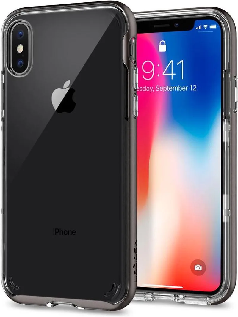 Neo Hybrid Crystal Hoesje Apple iPhone X van Spigen in Grijs – productfoto