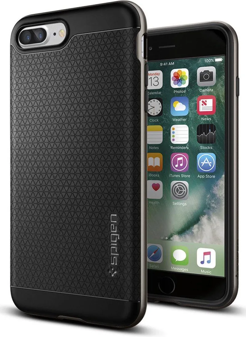 Neo Hybrid Hoesje Apple iPhone 7 Plus / 8 Plus Gunmetal van Spigen in Zwart – productfoto