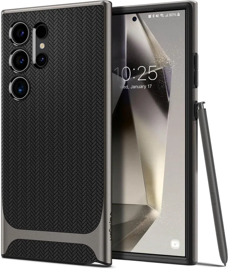 Neo Hybrid Hoesje Geschikt voor Samsung Galaxy S24 Ultra Back Cover Gunmetal van Spigen in Grijs – productfoto