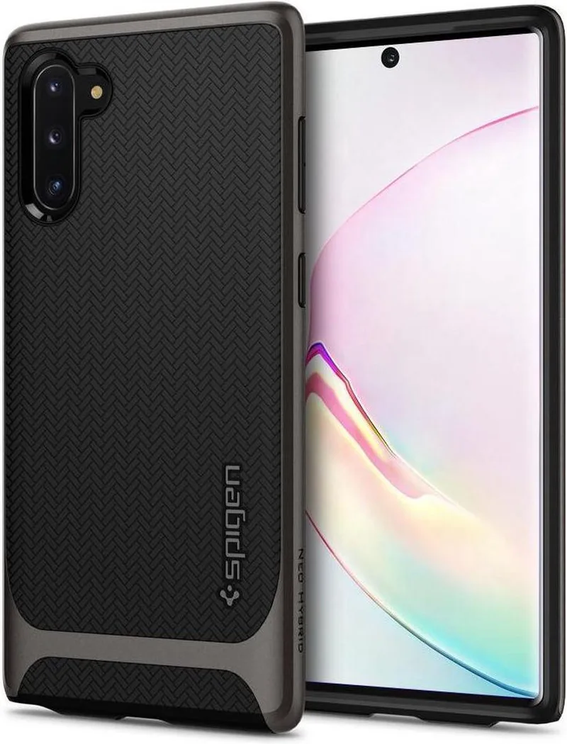Neo Hybrid Hoesje Samsung Galaxy Note 10 Gunmetal van Spigen in Grijs – productfoto